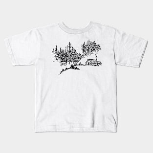 Cabin Camping - Hand Drawn Kids T-Shirt